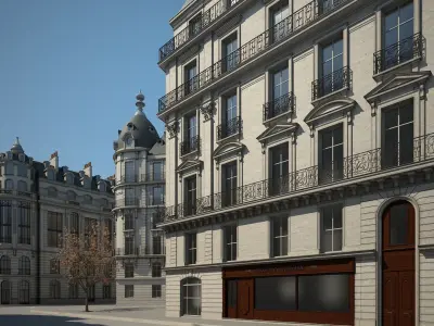Boulevard city street in paris 3D model