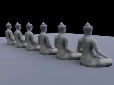 Borobudur 3D Model - The Six Mudras Buddha Statue Only- Low-poly 3D model
