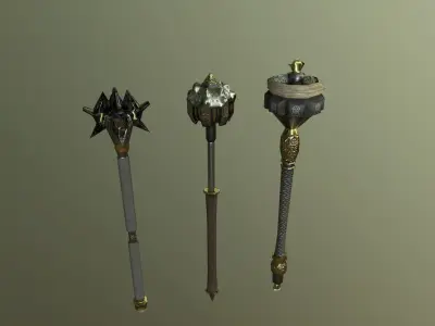 Sceptre pack PBR Free low-poly 3D model