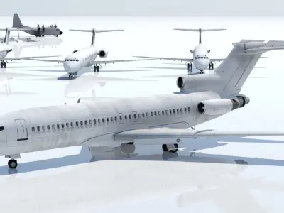 Vintage B 727 100 derelict scrapyard low poly static Low-poly 3D model