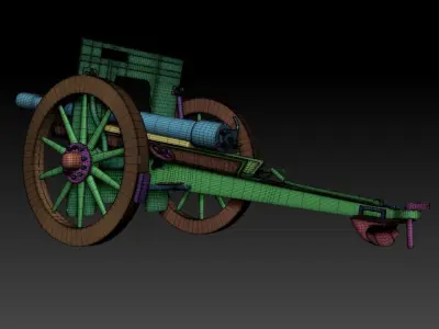 Canon Schneider Guerra Mundial Low-poly 3D model