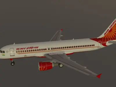 Air India airbus a320-214 low poly 3d model  Low-poly 3D model