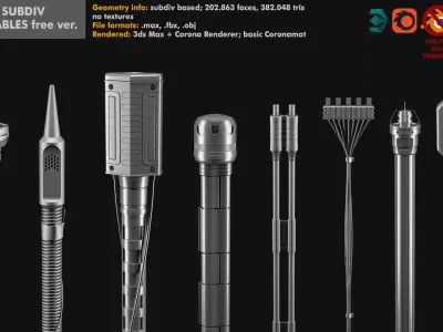 Sci-Fi subdiv tubes and cables free version Free 3D model