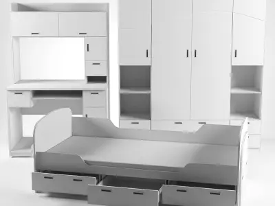 Furniture for childrens room  Free 3D model