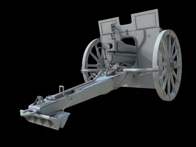 German cannon 7 7 cm Feldkanone 96 3D model