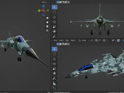 UFO Air Fighter and Helicopter - UFO Fighting Game assets Low-poly 3D model
