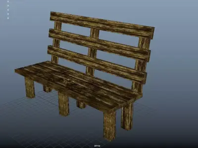 Bench Low Poly wooden Free 3D model