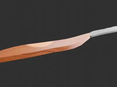 Dinner knife with wooden handle in real dimension Free low-poly 3D model