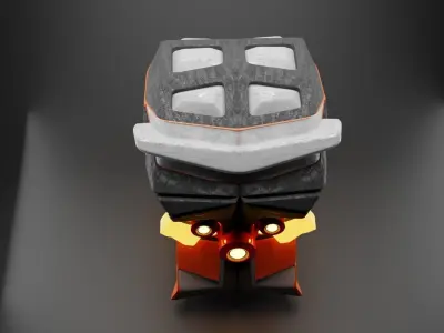 Robots head with laser-ray eyes Low-poly 3D model