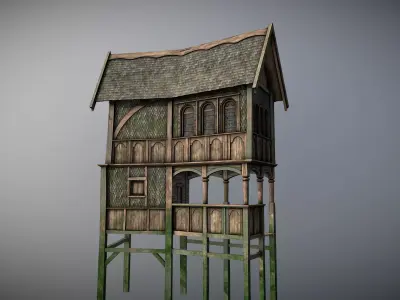 Medieval lake village - House 10 Low-poly 3D model