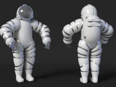 Atmospheric Diving Suit White Rigged for Cinema 4D 3D model