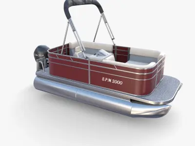 Pontoon Boat v2 3D model