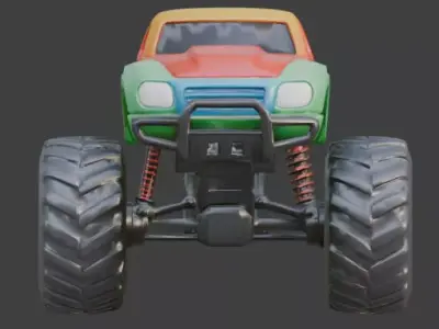 Stylized Off-Road Monster Truck 3D Model Low-poly 3D model