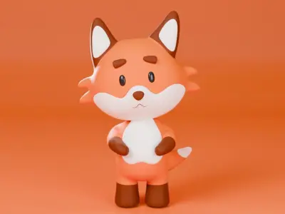 Cute Fox Character 3D Model  Low-poly 3D model