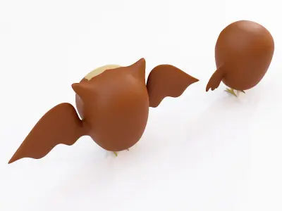 Cartoon owls low poly 3d model  Low-poly 3D model