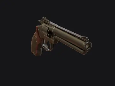 Stylized Grandfather Revolver Low-poly 3D model