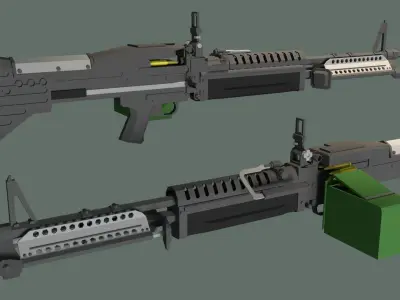 3D FREE Low Poly Stylized M60 Machine Gun Free low-poly 3D model