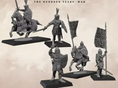 John of Luxembourg and his banner bearer at Crecy 3D print model