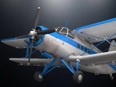 Antonov 2 luftwaffe biplane Low-poly 3D model