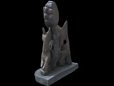 Eagle with Deer Fighting Low-poly 3D model