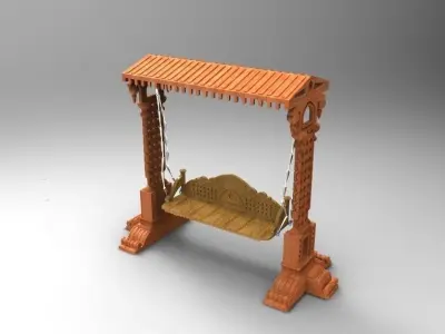 Wooden Swing Free 3D model