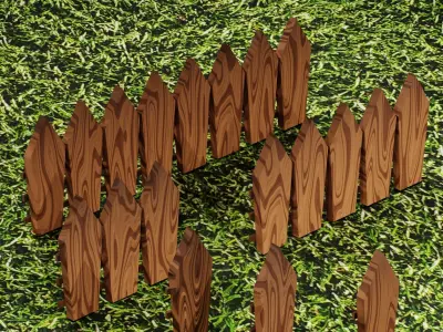 Fairy Tail Wooden Fence Free low-poly 3D model