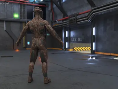Futuristic Armored Character Rigged for Maya 3D model