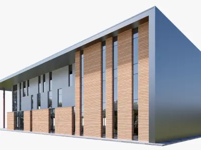 Modern realistic 3d building Low-poly 3D model