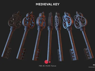 Medieval Keys Set 03 AR low-poly 3D model Low-poly 3D model