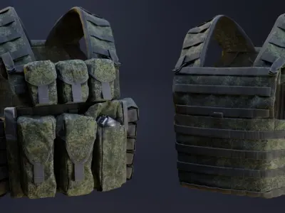 Russian 6B46 Ratnik Plate Carrier Vest Low-poly 3D model