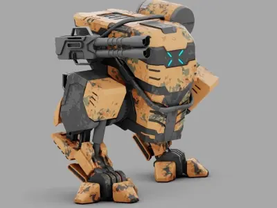 Military robot rigged character 3D model