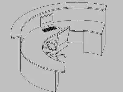 Modern Curved Reception Desk  Revit Family RFA 3D model