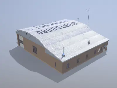 Wurtsboro Airport Hangar E Low-poly 3D model