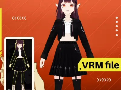 VRM VAMPIRE ELF GOTHIC GIRL SCI FI BLACK STYLE 3D model