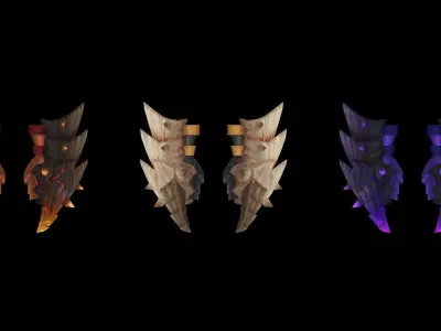 Volcano King Battle-Gloves Low-poly 3D model