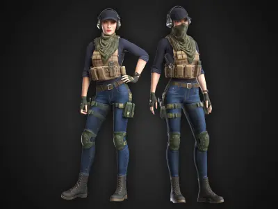 Girl Spec Ops Soldier Low-poly 3D model