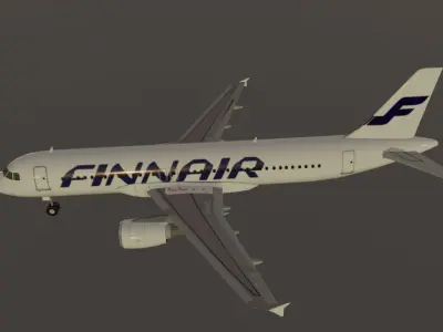 Finnair airbus a320-214 low poly 3d model  Low-poly 3D model
