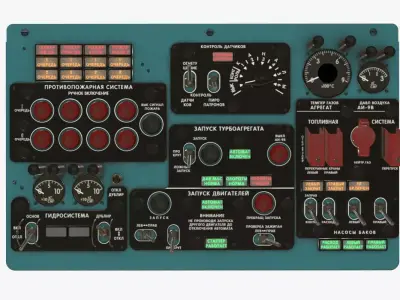 Mi-8MT Mi-17MT Central Overhead Panels Board Russian Low-poly 3D model