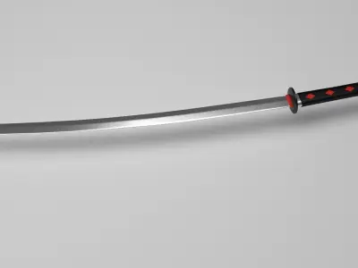 Black Hilt Katana Low-poly 3D model