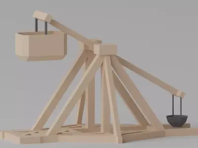 Medieval Wooden Trebuchet 3D model