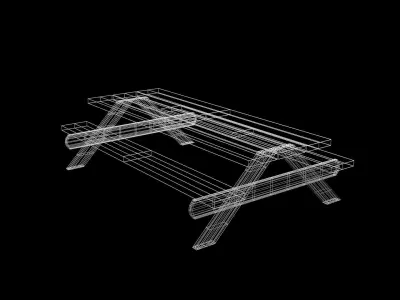 Picnic Bench Lowpoly Low-poly 3D model