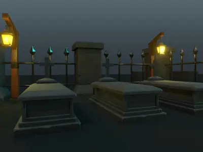 Stylized 3D Cemetery Graveyard Pack Low-poly Low-poly 3D model