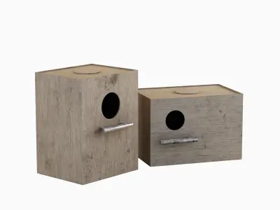 Wooden Birdhouse E 02 Low-poly 3D model