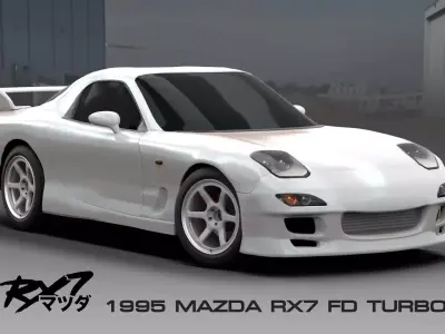 Mazda RX7 FD Turbo 1995 JDM Free low-poly 3D model
