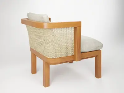 GlampSofa S lounge chair in teak and linen Free 3D model