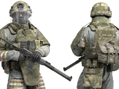 MILITARY Game Ready Character Russian Assault Soldier Low-poly 3D model