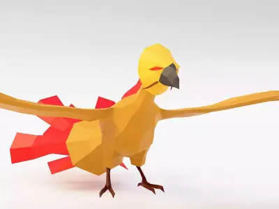 Fantasy bird low poly 3d model  Low-poly 3D model