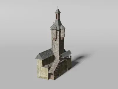 Medieval city gate building Low-poly 3D model
