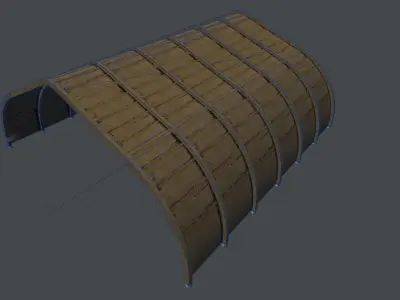 Military Airport Shed - simple aircraft hangar - desert 3D model Low-poly 3D model