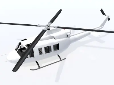 Bell B412 Static Helicopter Low Poly blank Low-poly 3D model